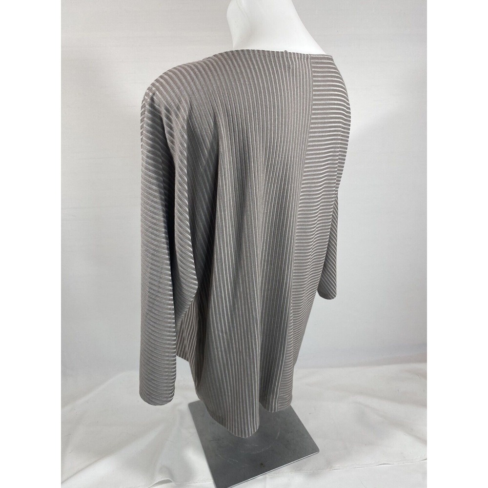 Chicos Womens Textured Stripe Top Size‎ 2 Scoop Neck - Picture 4 of 12
